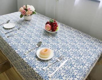Blauw Wit Klassiek Tafelkleed / Tafellaken Barok Tafel Kleed beschikbaar voor biedingen