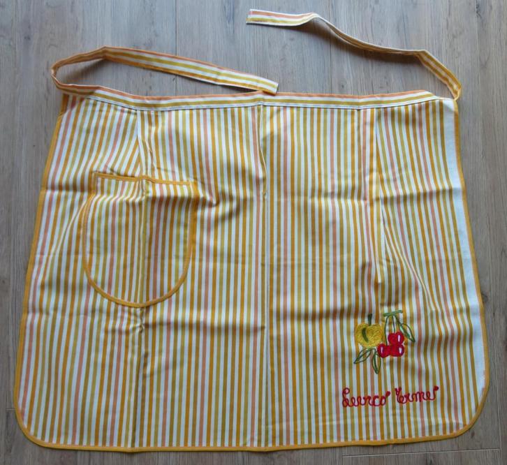 Keuken Schort Oranje, Blauw-wit, grijs- Wit Vintage Brocante, Huis en Inrichting, Keuken | Textiel, Zo goed als nieuw, Schort
