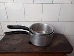 set vintage antieke aluminium pannetjes zwart greep bakeliet, Antiek en Kunst, Verzenden