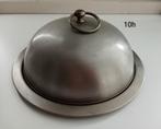 Brocante koper verchroomde cloche, serveerschaal met stolp, Ophalen of Verzenden