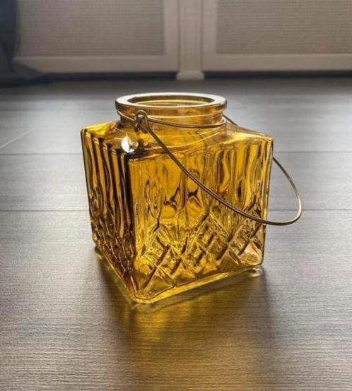 Windlicht goud, Huis en Inrichting, Woonaccessoires | Kandelaars en Kaarsen, Zo goed als nieuw, Kandelaar, Minder dan 25 cm, Overige materialen