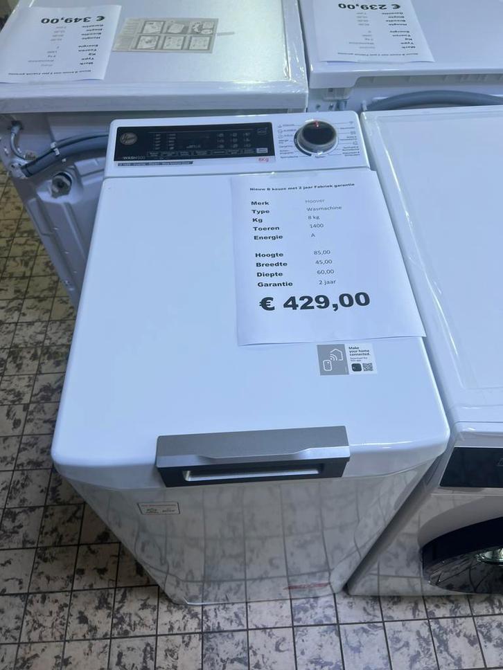 Hoover bovenlader wasmachine 8 kg 1400 toeren nieuw, Witgoed en Apparatuur, Wasmachines, Nieuw, Bovenlader, 8 tot 10 kg, Minder dan 85 cm