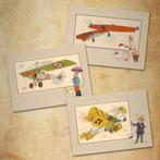 KUIFJE Tintin Set 3 AnsichtKaarten Briefkaarten luchtvaart, Ophalen of Verzenden, Kuifje, Nieuw, Beeldje of Figuurtje