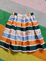 MSGM Gestreepte Plissérok - Satijnlook - Maat S/M, Kleding | Dames, Rokken, Oranje, Ophalen of Verzenden, Zo goed als nieuw, Maat 36 (S)