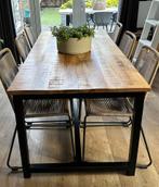 Label51 mango houten Eettafel met Metalen Onderstel 200cm, Huis en Inrichting, Tafels | Eettafels, Ophalen, Gebruikt, 200 cm of meer