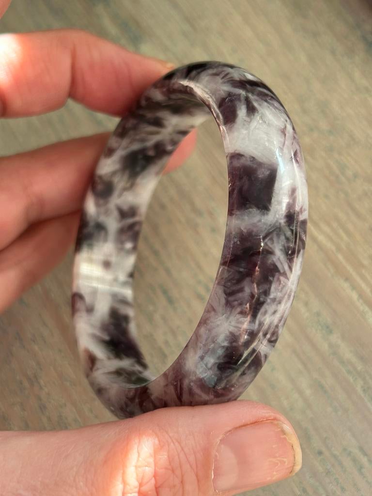 Natuursteen bangle, Sieraden, Tassen en Uiterlijk, Armbanden, Ophalen of Verzenden, Zo goed als nieuw, Zilver