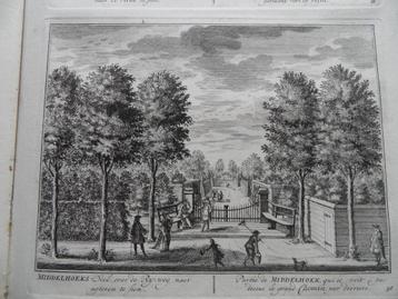 56 Nieuwersluis Buitenplaats Middelhoek Kopergravure 1719 beschikbaar voor biedingen