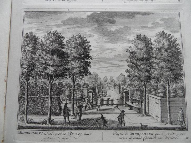 56 Nieuwersluis Buitenplaats Middelhoek Kopergravure 1719, Antiek en Kunst, Kunst | Etsen en Gravures, Ophalen of Verzenden