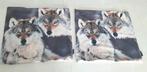2 kussenhoes met grijs wit wolf beeld, Ophalen of Verzenden, Zo goed als nieuw, Grijs, Vierkant