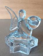 GLAZEN KANDELAAR KNIELENDE ENGEL OP STER-KERST, Verzenden, Zo goed als nieuw, Overige materialen, Minder dan 25 cm