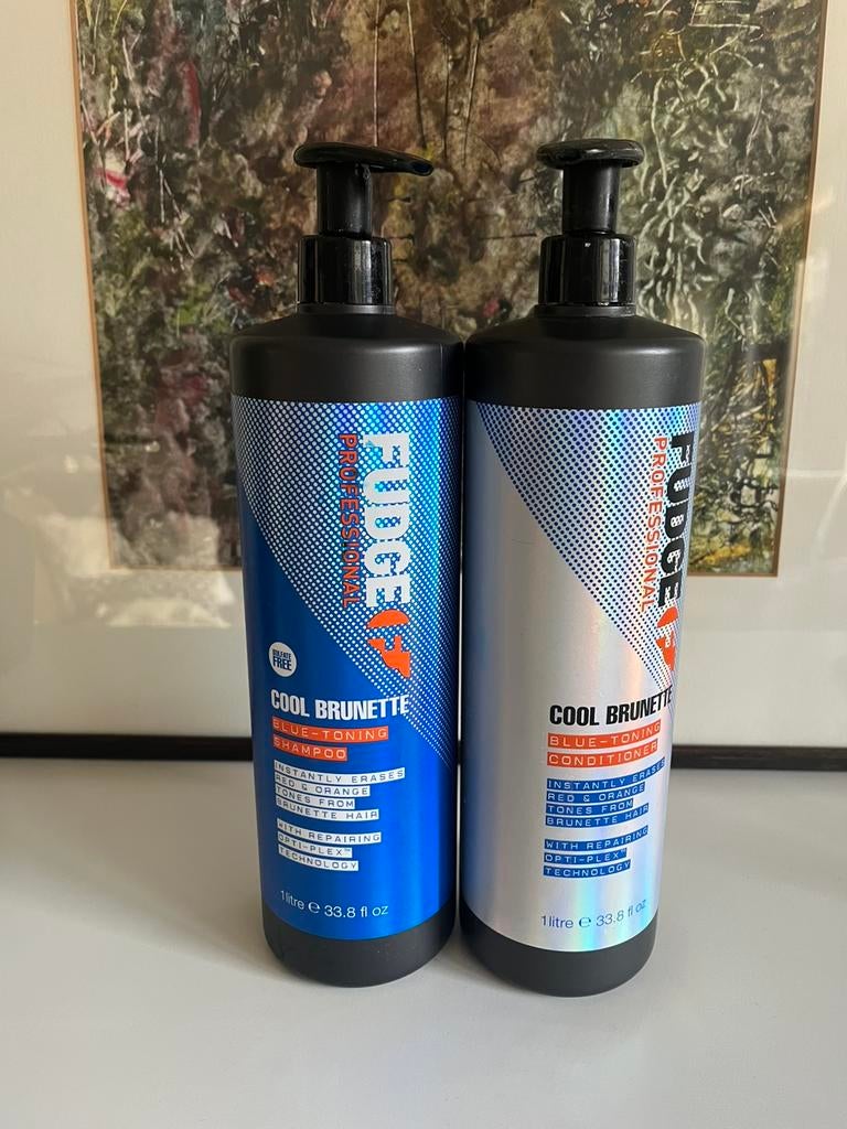 Fudge shampoo en conditioner cool brunette 1 liter zgan, Ophalen of Verzenden, Zo goed als nieuw, Shampoo of Conditioner