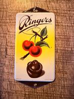 Emaille Ringers deurpostje chocolade bord bordje reclame, Verzamelen, Ophalen of Verzenden, Zo goed als nieuw, Reclamebord