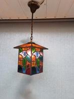Brocante glas in lood hanglamp., Huis en Inrichting, Ophalen of Verzenden, Zo goed als nieuw, Glas