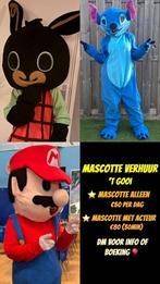 Mascottes Mario, Stitch, Bing te huur met of zonder acteur, Clowns of Entertainers