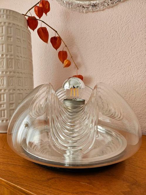 Vintage design Peill & Putzler Futura wave lamp, Huis en Inrichting, Lampen | Tafellampen, Gebruikt, Minder dan 50 cm, Glas, Metaal