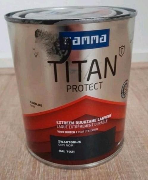 GAMMA Titan Protect lakverf zijdeglans RAL7021 voor buiten, Doe-het-zelf en Verbouw, Verf, Beits en Lak, Zo goed als nieuw, Ophalen of Verzenden