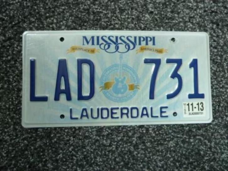 Kentekenplaat licenseplate Mississippi Lucille Guitar USA, Verzamelen, Automerken, Motoren en Formule 1, Gebruikt, Auto's, Verzenden