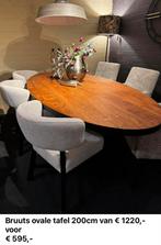 Bruuts ovale acaciahouten tafel 240cm showroommodel, Ophalen, Landelijk modern industrieel, 100 tot 150 cm, Vijf personen of meer