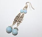 Oorbellen met grijsblauwe kralen en mooie tussenzetsels, Overige materialen, Hangers, Blauw, Nieuw