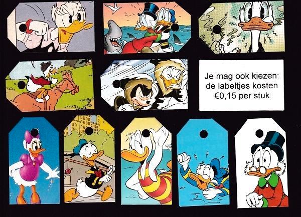 0058) donald duck labeltjes, Verzamelen, Disney, Zo goed als nieuw, Overige typen, Donald Duck, Ophalen of Verzenden