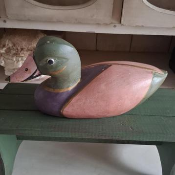 Brocante/vintage houten eend beschikbaar voor biedingen