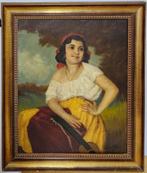 Olieverfschilderij - Béla Czene - Vrouw met een luit, Verzenden