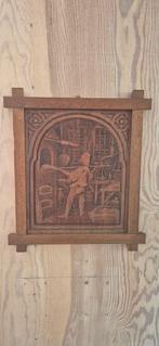 Houten paneel in een houten lijst, Antiek en Kunst, Kunst | Beelden en Houtsnijwerken, Ophalen of Verzenden