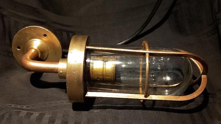 Messing rood en geel koperen putslamp scheepslamp, Antiek en Kunst, Antiek | Lampen, Ophalen of Verzenden