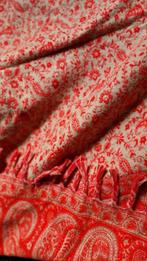 Zgan Tibet sjaal plaid omslagdoek (yak)wol rood beige XL, Ophalen of Verzenden, Sjaal, Zo goed als nieuw, Maat 46/48 (XL) of groter