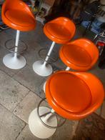 Vintage Oranje Barkrukken - Set van 4, Huis en Inrichting, Ophalen, Gebruikt, 60 tot 90 cm, 4 krukken