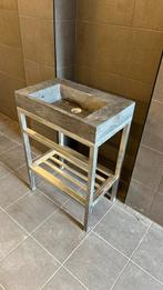 Natuursteen wasbak met rvs onderstel, Doe-het-zelf en Verbouw, Sanitair, Ophalen, Zo goed als nieuw, Rvs, Wastafel