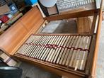 Tweepersoonsbed met 2 verstelbare lattenbodems, Ophalen, Bruin, Tweepersoons, 180 cm