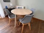 hout eettafel en vier stoelen, Ophalen, 50 tot 100 cm, Rond, 50 tot 100 cm