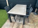 Mooie Tuintafel Set met 4 stoelen, Tuin en Terras, Ophalen, Gebruikt, Rechthoekig, Hout