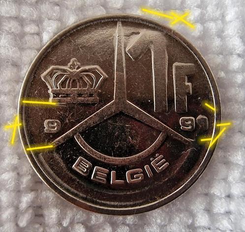 misdruk Belgische 1 Franc 1991, Postzegels en Munten, Munten | België, Losse munt, Ophalen of Verzenden