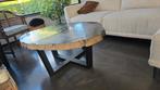XXL Fossiel Houten Tafel 120cm - Versteend Hout salontafel, Ophalen, 100 tot 150 cm, Rond, 50 tot 100 cm