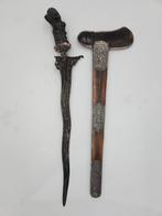 Keris Bali 5 Luk Ngulit Semongko Buffelhoorn Zilver KTB16, Antiek en Kunst, Verzenden