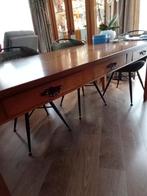 Te koop eiken tafel met 3 laatjes 200/80 cm., Ophalen of Verzenden, Gebruikt, Eikenhout