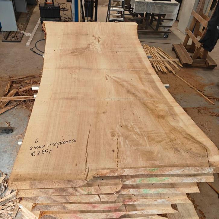 Grote Populieren boomstam tafel bladen. 2400x1000/1100 mm, Huis en Inrichting, Tafels | Eettafels, Zo goed als nieuw, 50 tot 100 cm