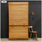 Originele eikenhouten Jerry roldeurkast, Kast Archiefkast, Huis en Inrichting, Kasten | Buffetkasten, Ophalen, Vintage Antiek Officestijl