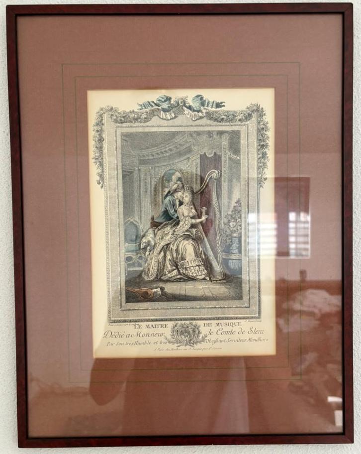 Set van 2 Antieke Franse Prenten - 18e Eeuws Rococo-Stijl, Antiek en Kunst, Antiek | Woonaccessoires, Ophalen of Verzenden