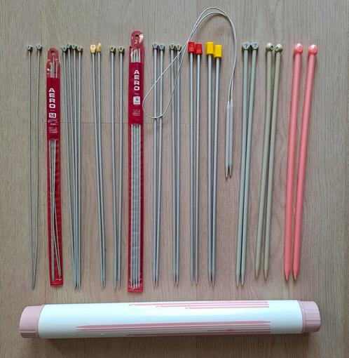 34 breinaalden (maat 2 t/m 10 mm) met koker, Hobby en Vrije tijd, Breien en Haken, Gebruikt, Breien, Naald, Ophalen of Verzenden