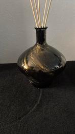 Grote glanzende zwarte vaas met gouden decoratie, 45 cm hoog, Huis en Inrichting, Ophalen