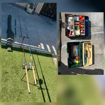Visset, karper, witvis, en 2 boordevolle viskoffers beschikbaar voor biedingen