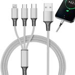 3-in-1 USB-oplaadkabel – 1,2 meter - Type-C - Micro USB, Service@zentrada.nl, Nieuw, Ophalen of Verzenden, ZENTRADA