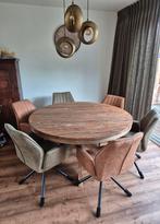 Massief teakhouten ronde eettafel (diameter 150cm) te koop!, Huis en Inrichting, Tafels | Eettafels, Ophalen, 100 tot 150 cm, Rond