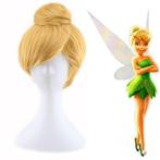 Tinkerbell elfje pruik kort ginger goudgeel haar met knotje, Verzenden, Nieuw, Pruik of Haarverlenging