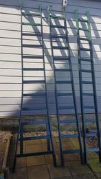 3 delige houten ladder, Doe-het-zelf en Verbouw, Ladders en Trappen, Ophalen, Gebruikt, Ladder, 4 meter of meer