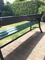 tuinbank  parkbank Gietijzer met hardhout lengte 185 cm., Ophalen, Zo goed als nieuw, Hout