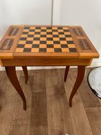 Vintage Antiek (opberg) tafeltje, schaakbord, muziekdoos, Ophalen
